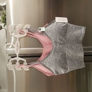 💕LAURA ASHLEY💕 2 Pack Bralettes ~ Pink & Grey Medium M NWT